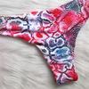 2021 European & American Snake Print Strappy Crystal Diamond Low-Waist Bikini