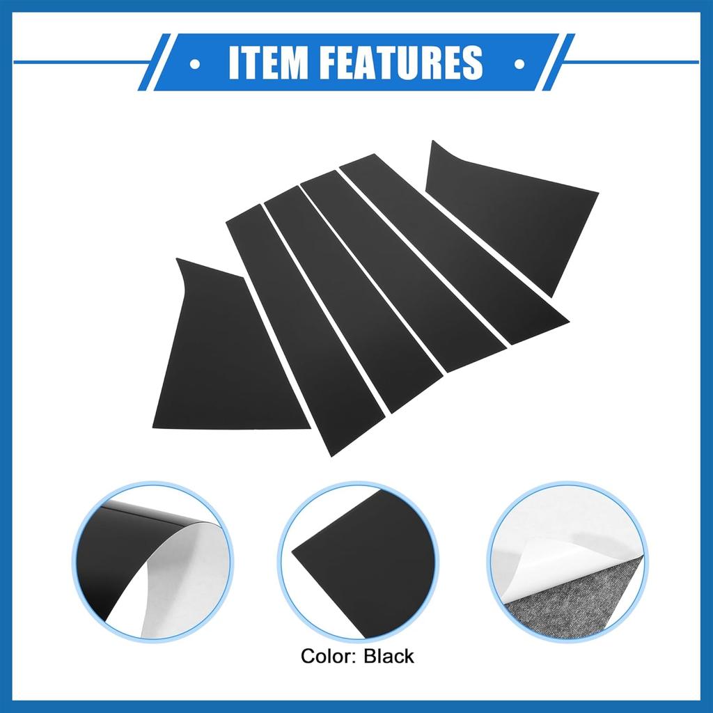 6 Pcs Pillar Posts Door Window Trim Cover Compatible for Chevrolet Malibu 2016-2021, Durable Plastic Black Anti Scratch Stickers Door Pillar Moldings