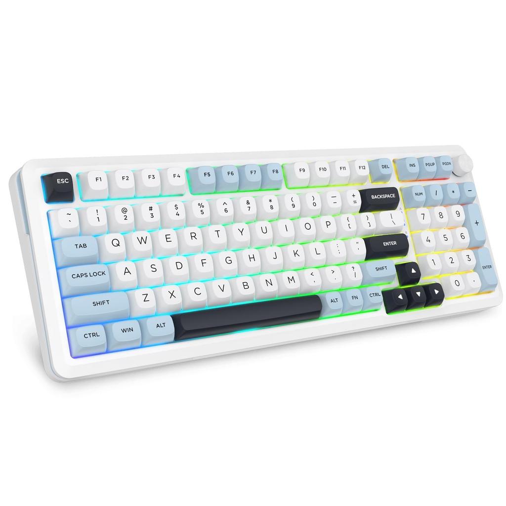 e-Element Wireless Mechanical Keyboard Z-98, Creamy Sound Quality, Hot-Swappable Lubricated Linear Key Switches, Bluetooth WirelessWired2.4G