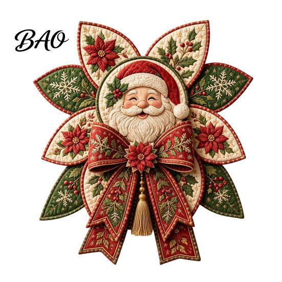 Easy Sewing Kits for Adults Christmas Quilt Bow DIY Kit, 3D Handmade Decorative Ornament, Pre-cut Handcraft Materials Fabric And Step-by-Step