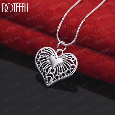 925 Sterling Silber Herz-förmigen Anhänger Halskette Modische Hochzeit Schmuck