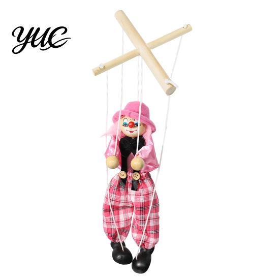 Classic Storytelling Puppet Wooden Clown Marionette Toy, Vintage Pull String with Movable Interactive Limbs, Handcrafted Theatre Toy for Kids