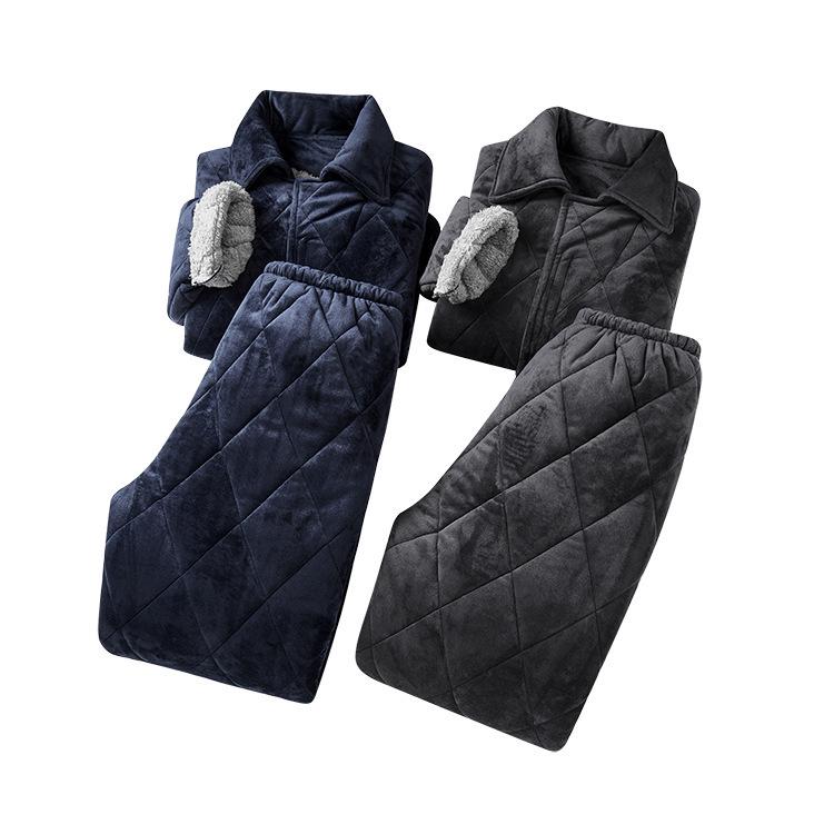 Crystal Velvet Winter Cotton Home Wear Set: Thick Padded Suit for Detention Center Guard
