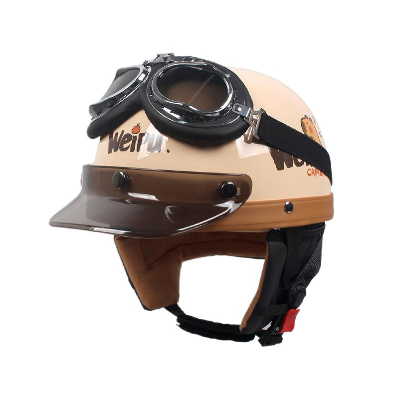 

3C Adult Four Seasons Helmet Retro Helmet Electric Battery Car Helmet Electric Vehicle Hat Adult Men s and Women s Ear Helmet