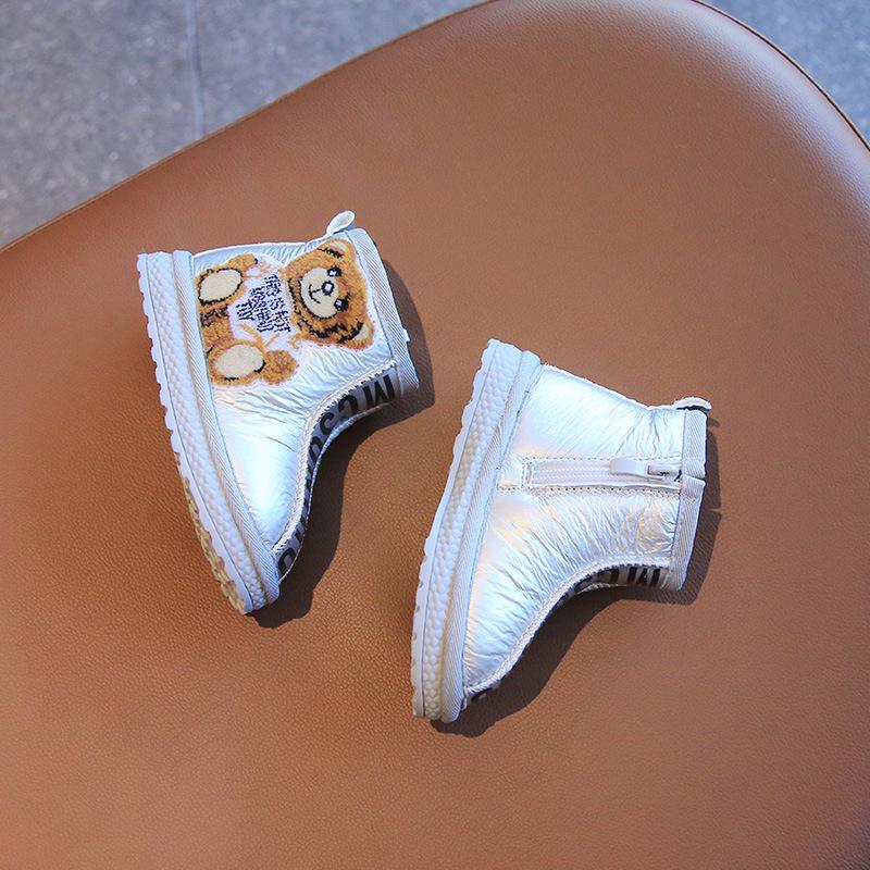 Children's Snow Cotton 2025 Winter Explosion Cute Bear Baby Girl Winter Cotton Boots Velvet Warm Boy Boots