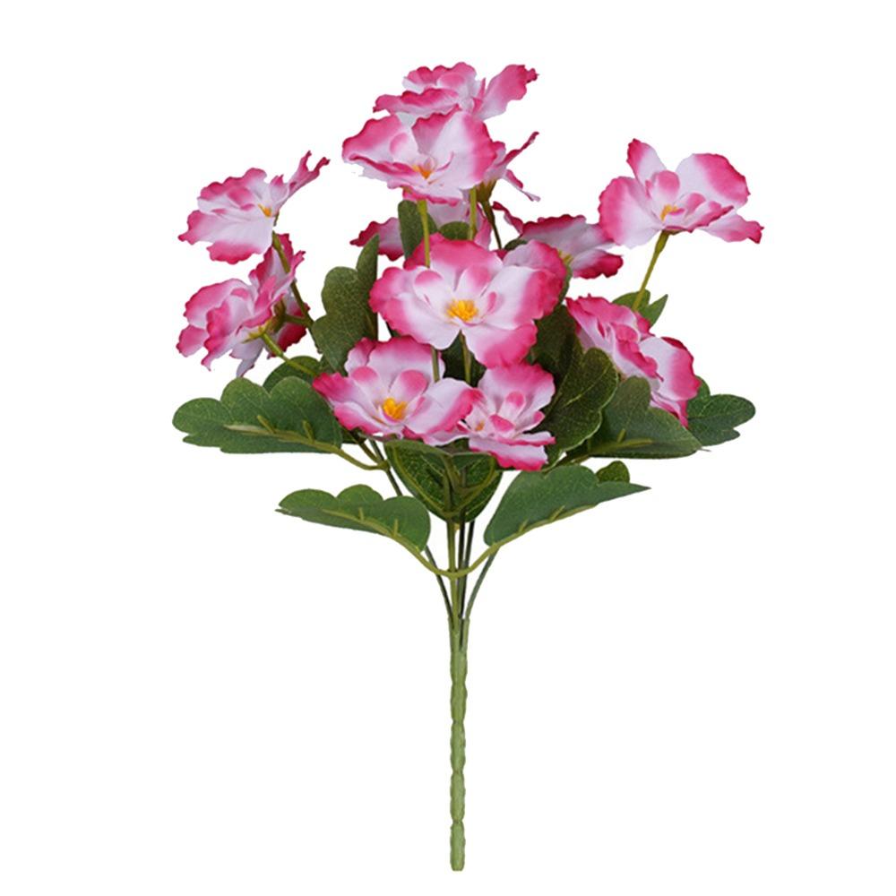 5 Forks Begonia Artificial Flower Multicolor Silk Petals Simulation Flower Bouquet Green Leaves Photo Props Faux Flower
