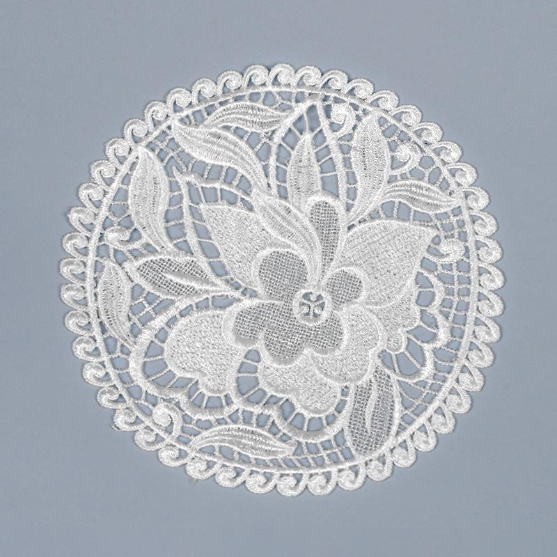 20cm Cotton Crochet Table Placemat French Embroidered Lace Coaster Cloth Coffee Mug Dining Mat Pad Wedding Banquet Home Decor