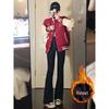 Women's Black Micro-Flare High-Waisted Jeans - 2024 Winter Slimming Elastic Trendy Pants