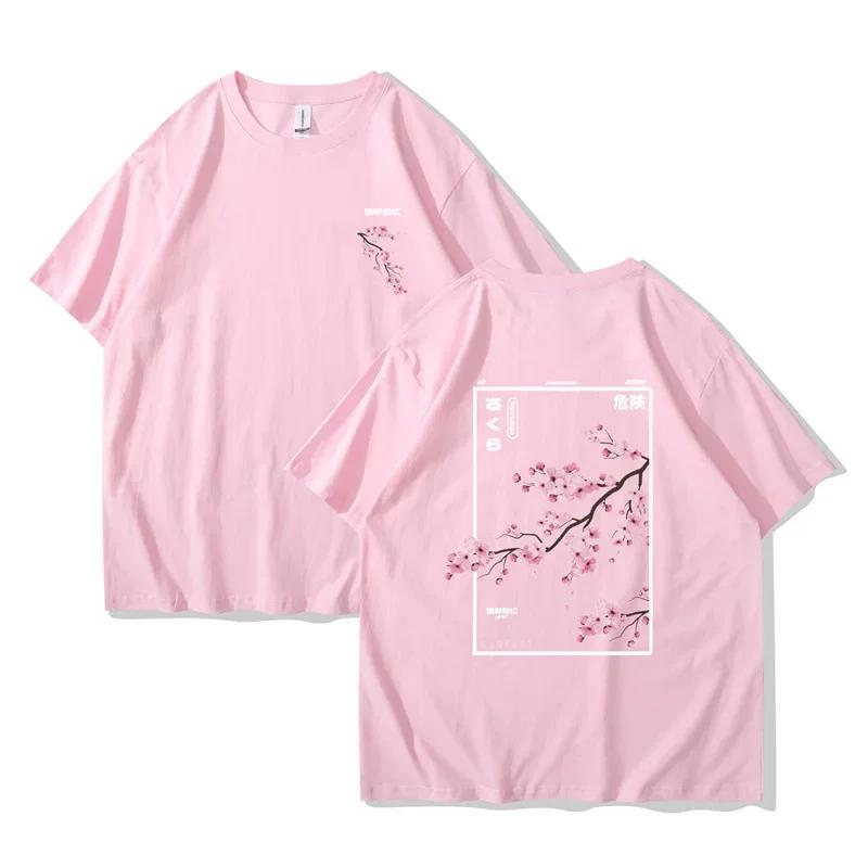 2026 Summer New Pattern Tshirt Animestyle Cherry Blossom Print ShortSleeved Comfortable Casual Tshirt