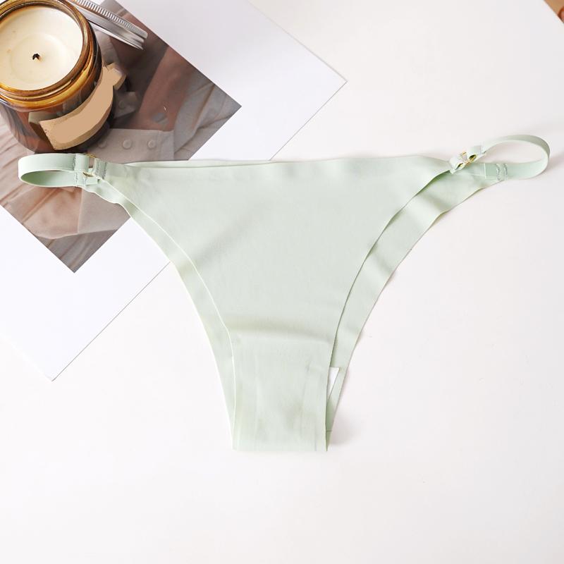 CINOON Seksowne Damskie Figi Stringi z Jedwabiu Lodowego Bezszwowe Jednokolorowe Niskie Majtki Styl Czystego Pożądania Niewidoczne Oddychające T-Back Majtki