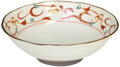 Arabesque Pattern Flat Small Bowl 46160 Red-painted