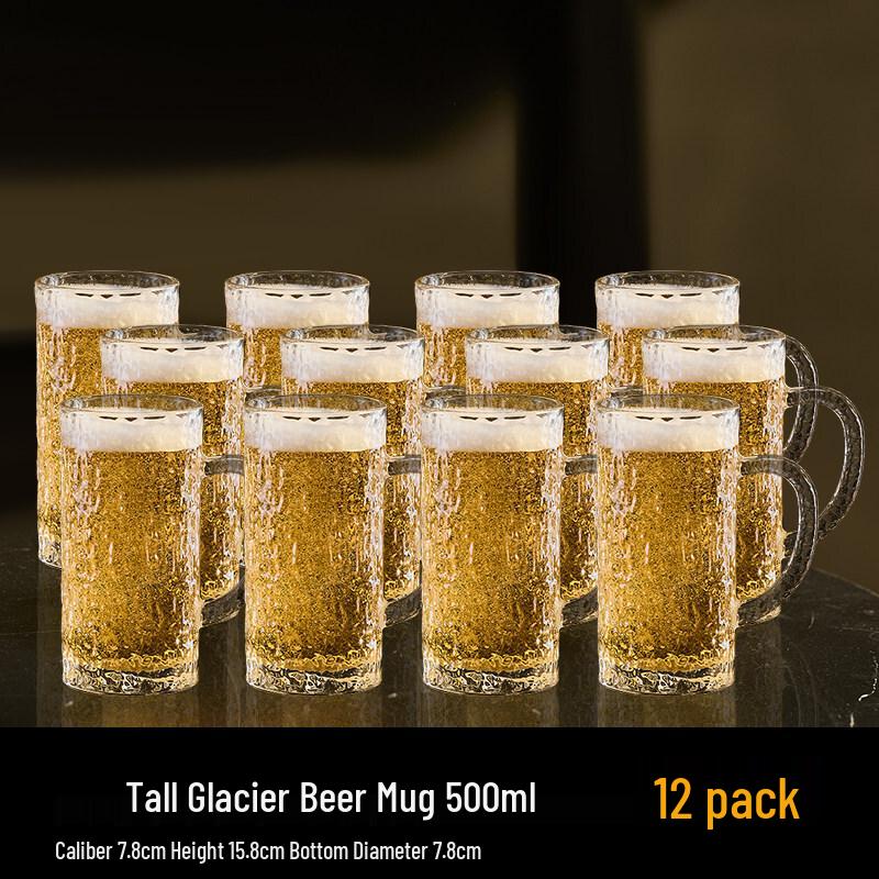 ZISIZ Large Capacity Bark Pattern Handmade Glass Beer Mug