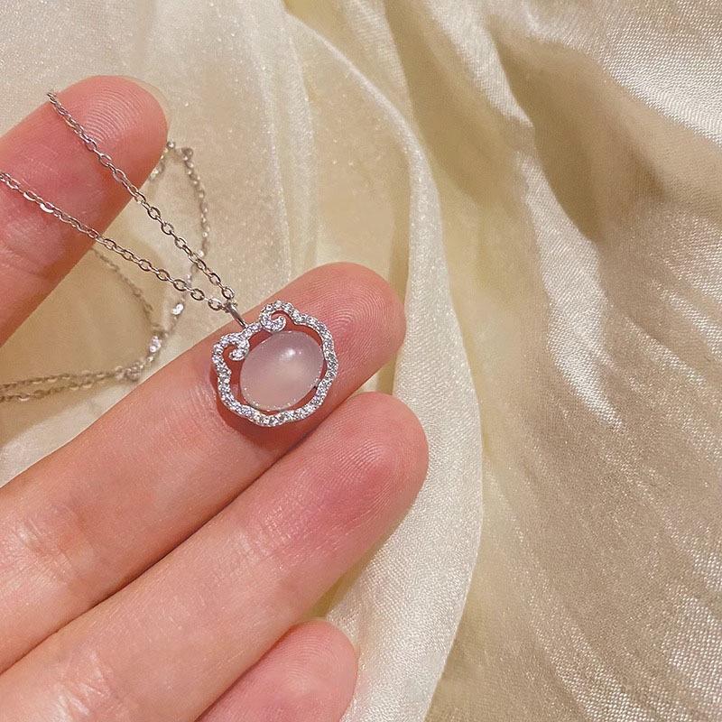 Guochao Ruyi Women s Ethnic Style Faux Jade Pendant Necklace, Versatile Clavicle Chain, High-End Feel