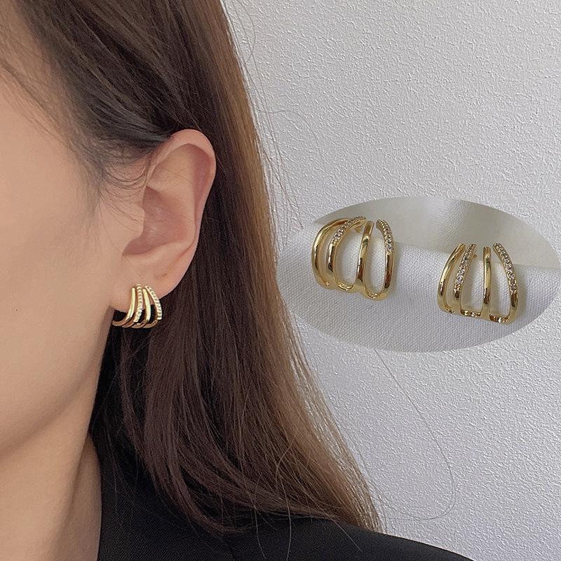 

Vintage Two Ways To Wear Round Ball Metal Earrings for Women 2024 New Trendy Simple Korean Boucle Oreille Femme Jewelry