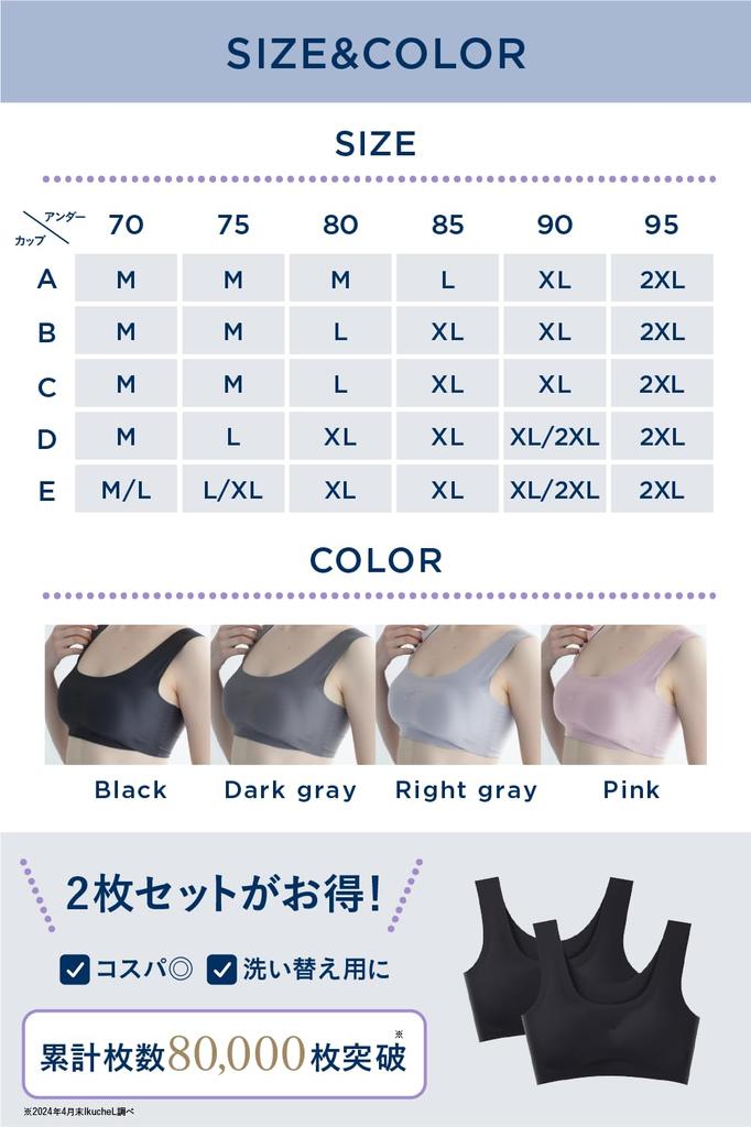 IkucheL Night Bra Wireless Seamless Sports No Comfortable for and Sports Light (1 & 2-Pack), Bra, Constriction, 24-Hour Stress-Free, Moisture-Wicking,