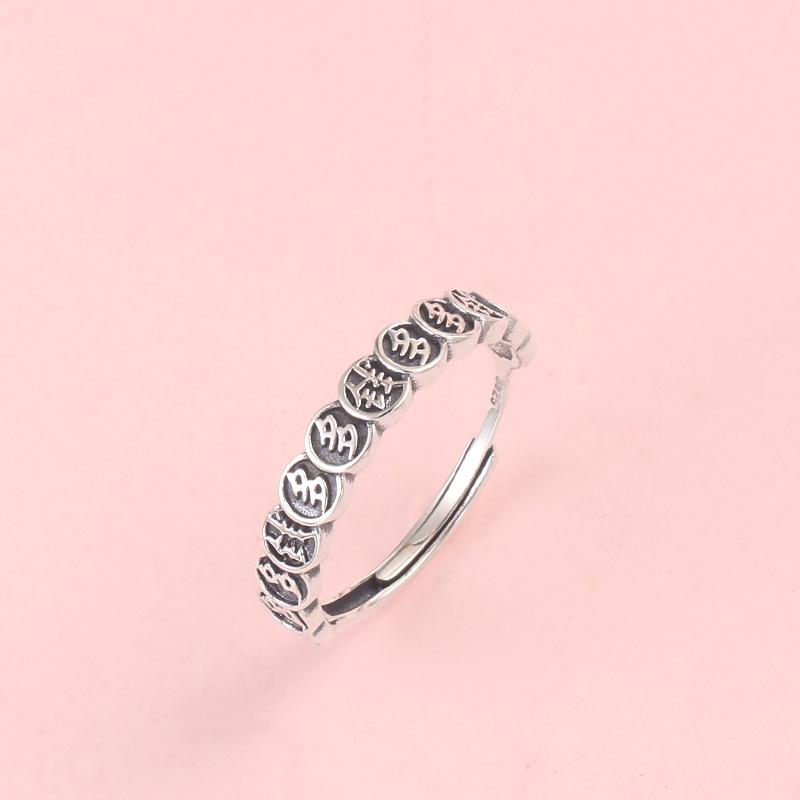 S925 Sterling Silver Women s Retro Wealth Open Ring - Personalized Design for Index or Pinky Finger Adjustable Open