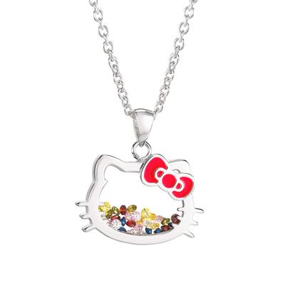 Hello Kitty Sanrio Shaker Wisiorek Naszyjnik 18 cali Srebrny Pozłacany Naszyjnik Oficjalnie Licencjonowany Metalowy Damski - Produkt,