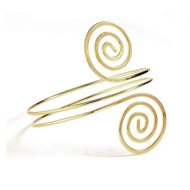 European & American Punk Metal Spiral Note Striped Bangle Bracelet - High-End Fashion Armband