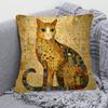 1pc Pillowcase, Klimt Gold-Plated Cat Pattern Design Cushion Cover, Soft And Comfortable Polyester Short Plush Fabric, Single-Sided Printing, Multi-Si