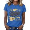 Women's Fashionable Casual Music Festival Print Round-Neck Short-Sleeve T-Shirt