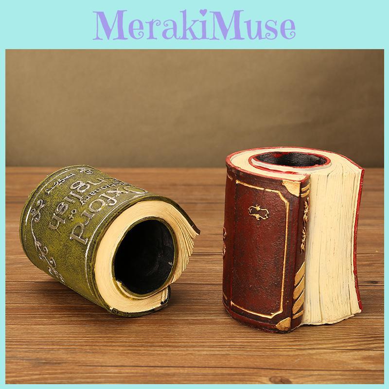 Desk Multifunctional Resin Organizer Vintage Book Design For Office Study Room