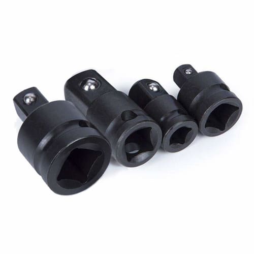 KIMLONTON Set of 4 Socket Adapters, Drive Conversion Sockets for 6.35mm (1/4"), 9.5mm (3/8"), and 12.7mm (1/2") Power Drills