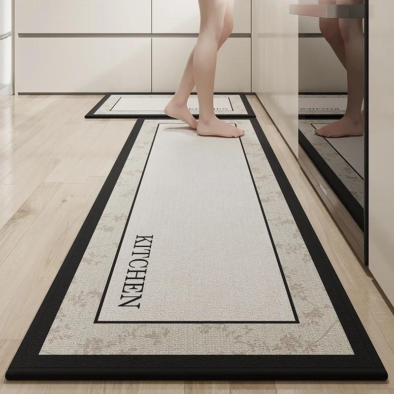 Kitchen Non-slip Mat Long Rugs Water-absorbent Oil-absorbent Dirt-resistant Foot Mats Indoor Balcony Door Mats Home Decoration