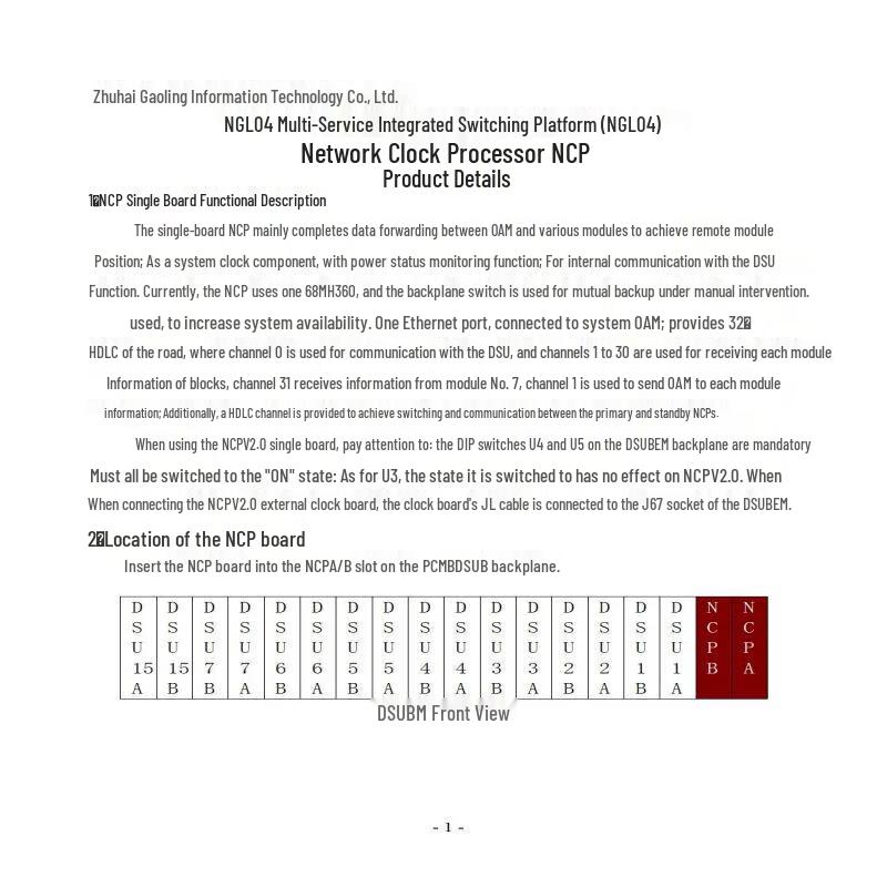 Gaoling NGL04 Network Clock Processor