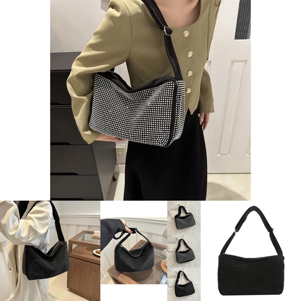 Fashionable Trendy Shiny Rhinestone Tote Bag For Women Elegant Shoulder Crossbody Handbag