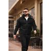 Concealable Hooded Men's Puffer Nubuck Leather Coat
