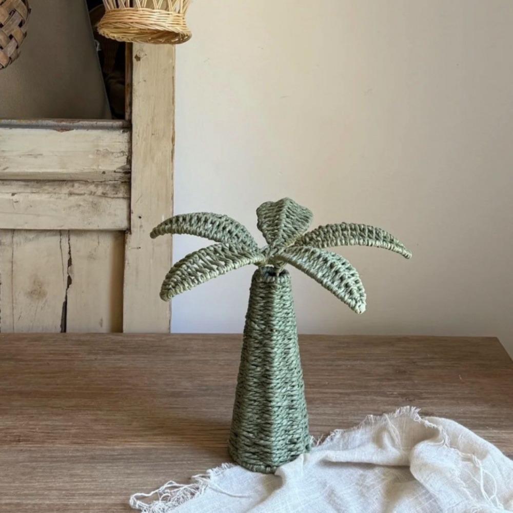 

Crafts High-end Grass Woven Flowers Ornament Ins Style Creative Coconut Tree Landscaping Home Decor Gifts зелёный
