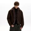 Men's Retro Cotton Jacket with Fur Collar, Golden Eagle Design - Thick, Warm, Versatile, and Trendy Winter Outerwear.