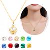 Replaceable Zircon Necklace Birthstone Pendant Neckchain Adjustable Choker Handmade Collarbone Chain Jewelry for Women