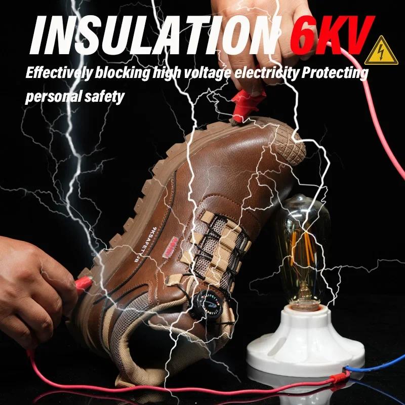New Fashion  Insulated 6KV Labor Protection Shoes Leather Work Safety Shoes For Men Indestructible Waterproof Male Boots