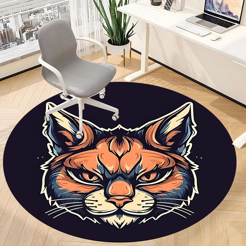 1pc Cat Whiskers Office Round Area Rug, Indoor Mat Suitable For Office, Under Office Chairs Bedroom Living Room Home Decor, Room Deco 046