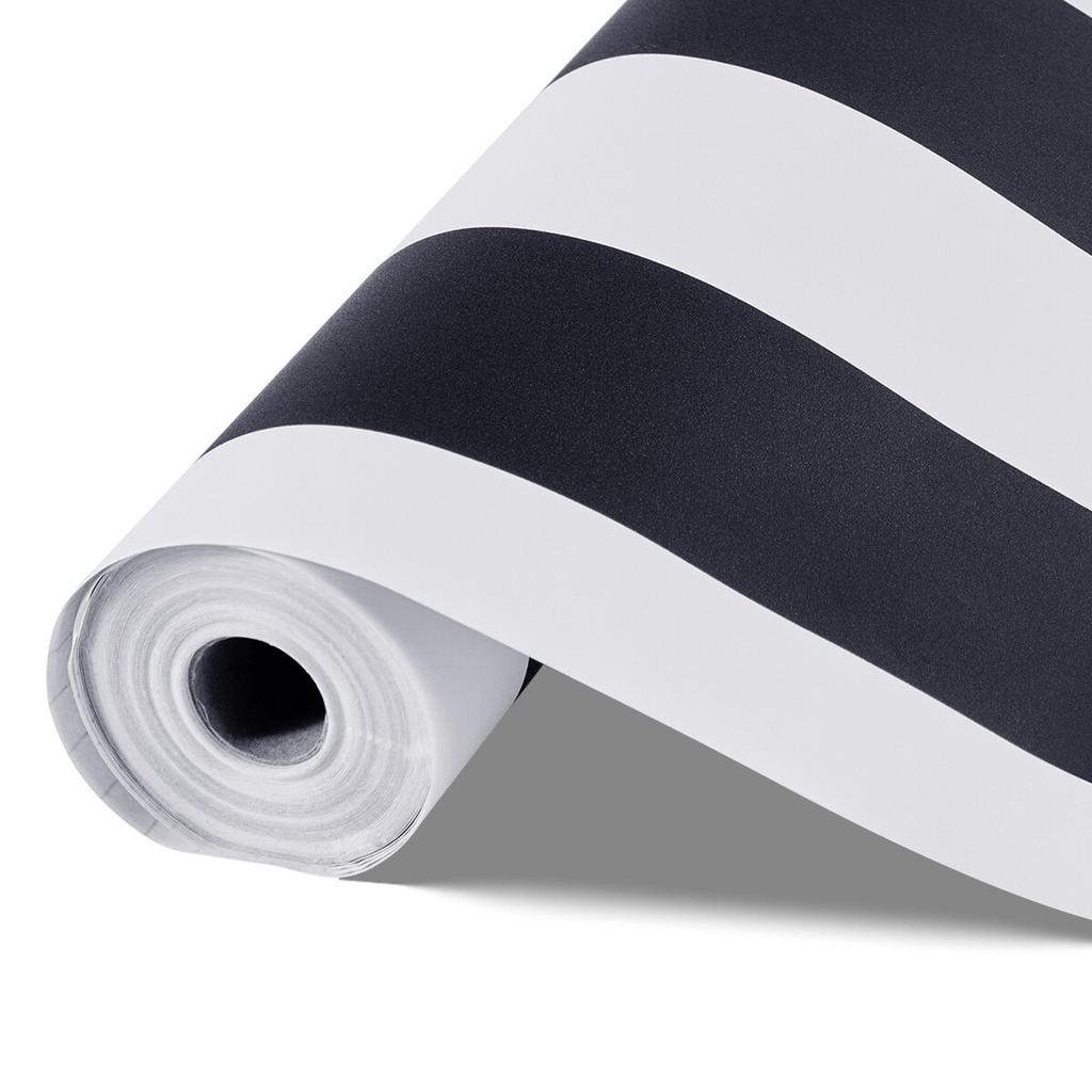 Peel and Stick Wallpaper, 45cm x 15m Contact Paper Black White Modern Geometric Waterpoof Self Adhesive, Easy to Clean Wall Decorative Vinyl Roll for
