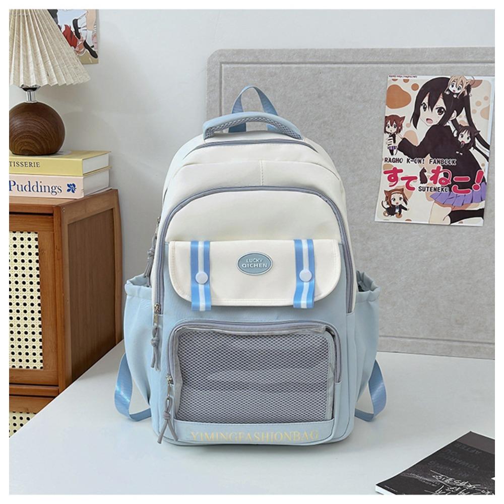 Japanese Ins Clear Student Light School Bag Cute College Girl Contrast Elementary and Junior High School Student Backpack