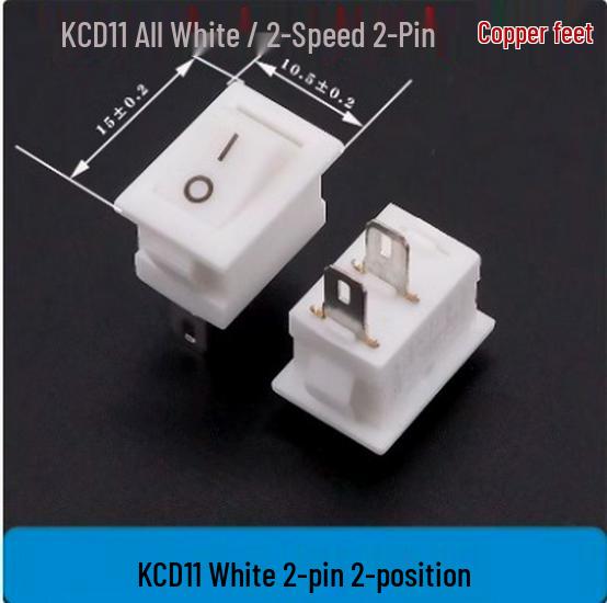 Mini Rocker Switch KCD11: Small 2/3-Pin 3-Position, Bent Pins, 10x15mm, 3A 250V