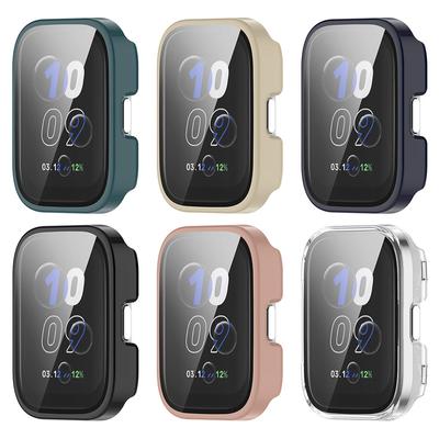 Full Protective Cover Bumper Watch Case with Screen Protector Hard PC Bumper Case +Tempered Glass Film for Amazfit Bip 5 Unity