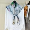 Guochao Lotus Landscape 100% Mulberry Silk Scarf - Versatile Women's Square Shawl