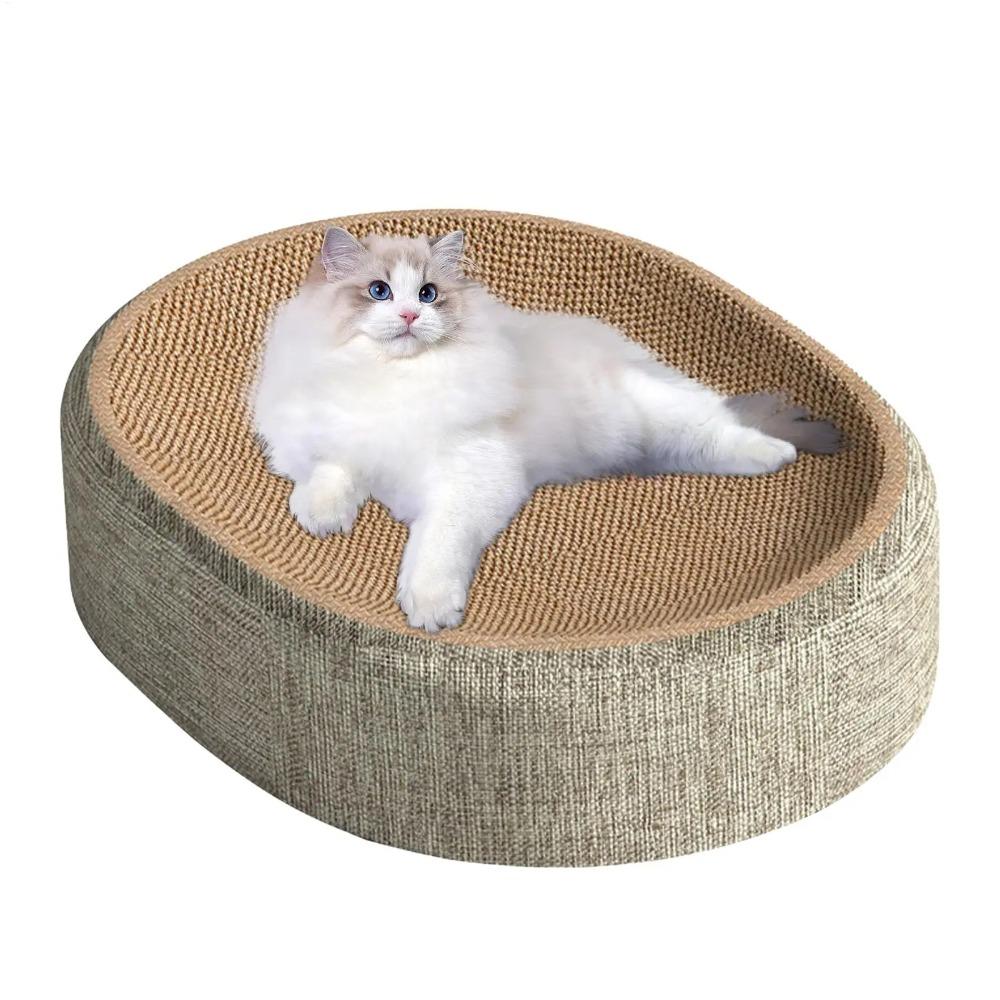 S/L Cat Scratcher Oval Sisal Cat Scratch Board Nest For Indoor Cats Grinding Claw Round Cat Scratching Board Pet Supplies