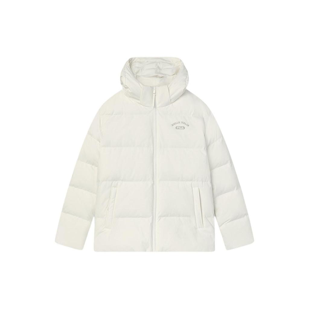 Fila Letter Logo Printed Hooded Casual Down Jacket Unisex Outerwear Reed-White F11U349901R-IV