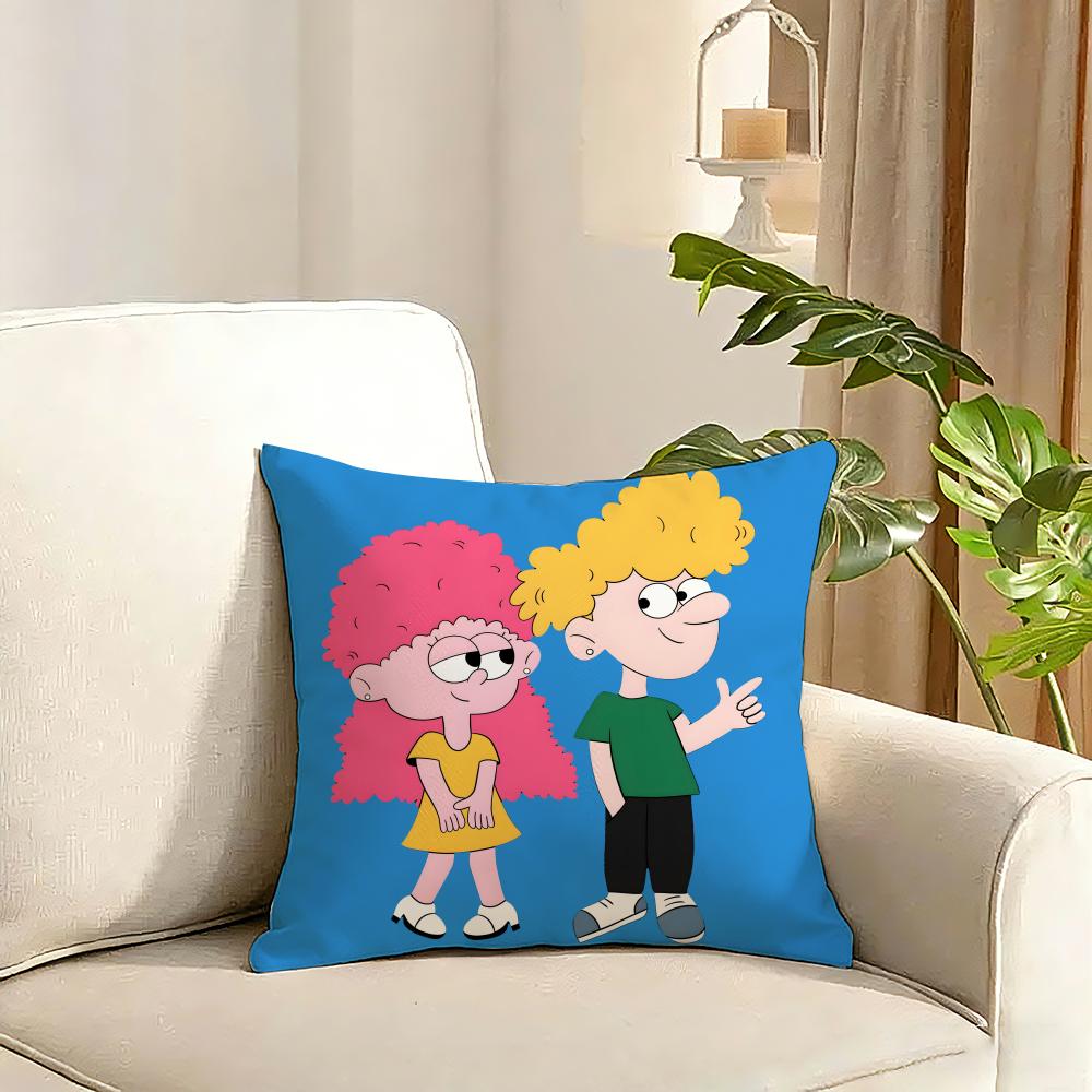 Cute cartoon couple Cushion Cover Reversible Plush Pillow Cover Soft Fluffy Home Decor for Sofa Bedroom