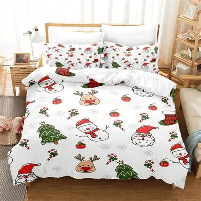 Weihnachts-Schneemann, Baum Bettwäsche-Set Bettbezug-Set 3D-Bettwäsche Digitaldruck Bettwäsche Queen-Size-Bettwäsche-Set Modisches Design