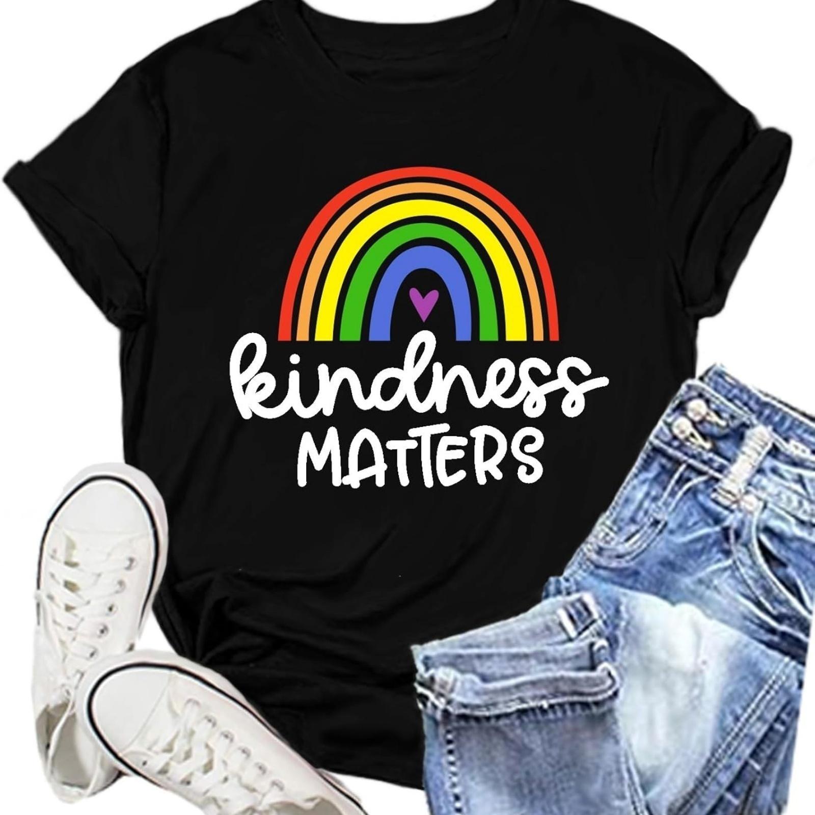 Футболка «Будь добрым» для женщин, футболка «Доброта имеет значение» с радужным сердцем, топы S