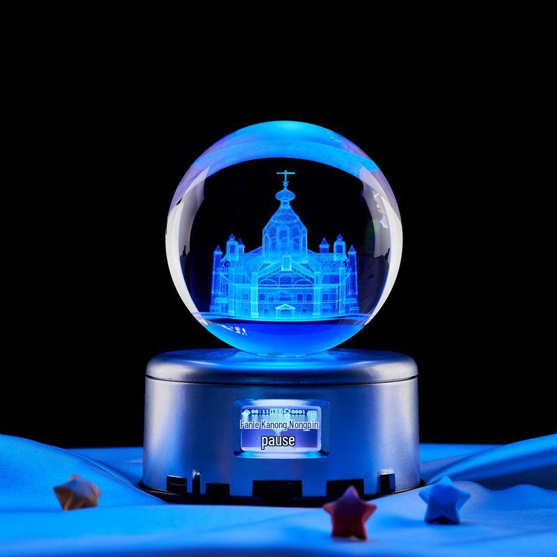 Colorful 3D Laser-Carved Crystal Ball Night Light 6cm Crystal Ball Without Base