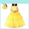 Costume da Cosplay Principessa Disney Belle Vestito di Carnevale Halloween Adulto Giallo Stratificato Abiti da Ballo Lunghi