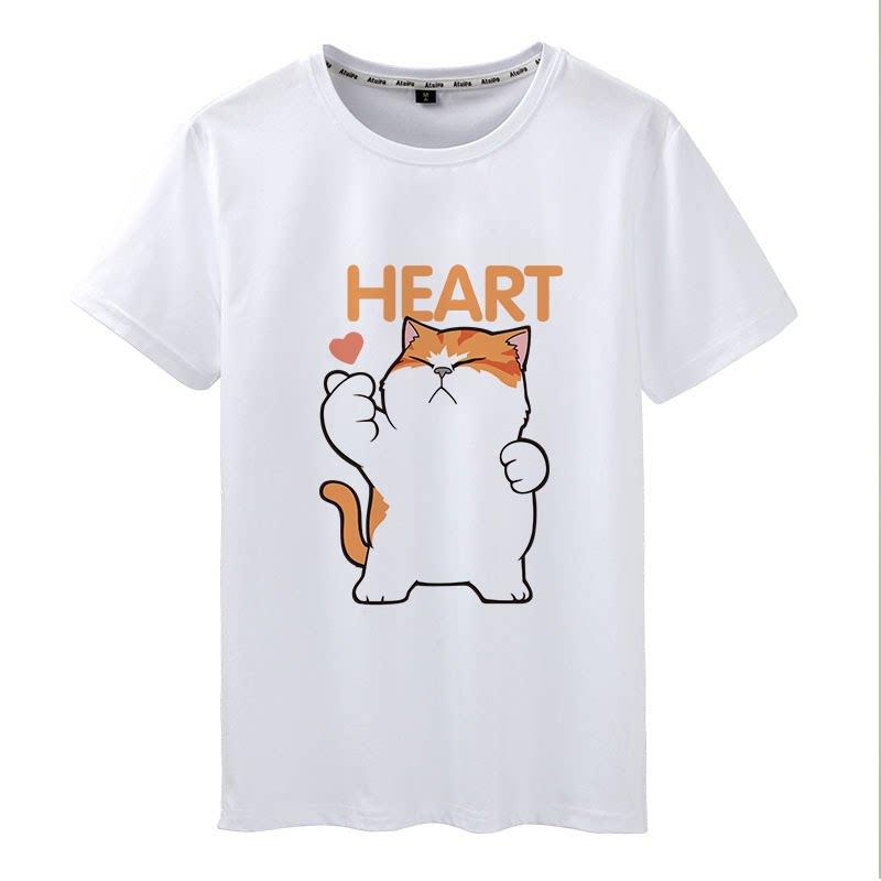 2026 Summer Cute Cat  Black and White Japanesestyle Doting Owners Orange Cat Cat Student ShortSleeved TShirt