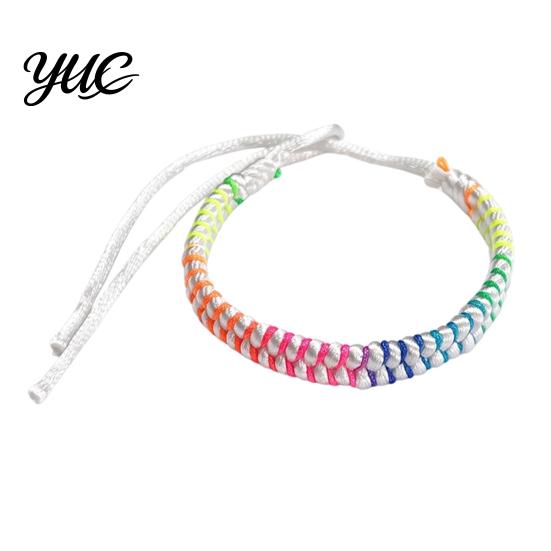 Cavigliere Intrecciate Minimaliste Bracciale da Surfista, Braccialetti Colorati Regolabili Fatti a Mano per Amicizia Donna Boho Polso Uomo Cavo in Poliestere Resistente Polso