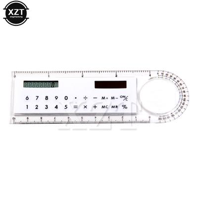 Student School Supplies Calculator Mini School Supplies Solar Transparent Ruler with Magnifier Portable Office Stationery